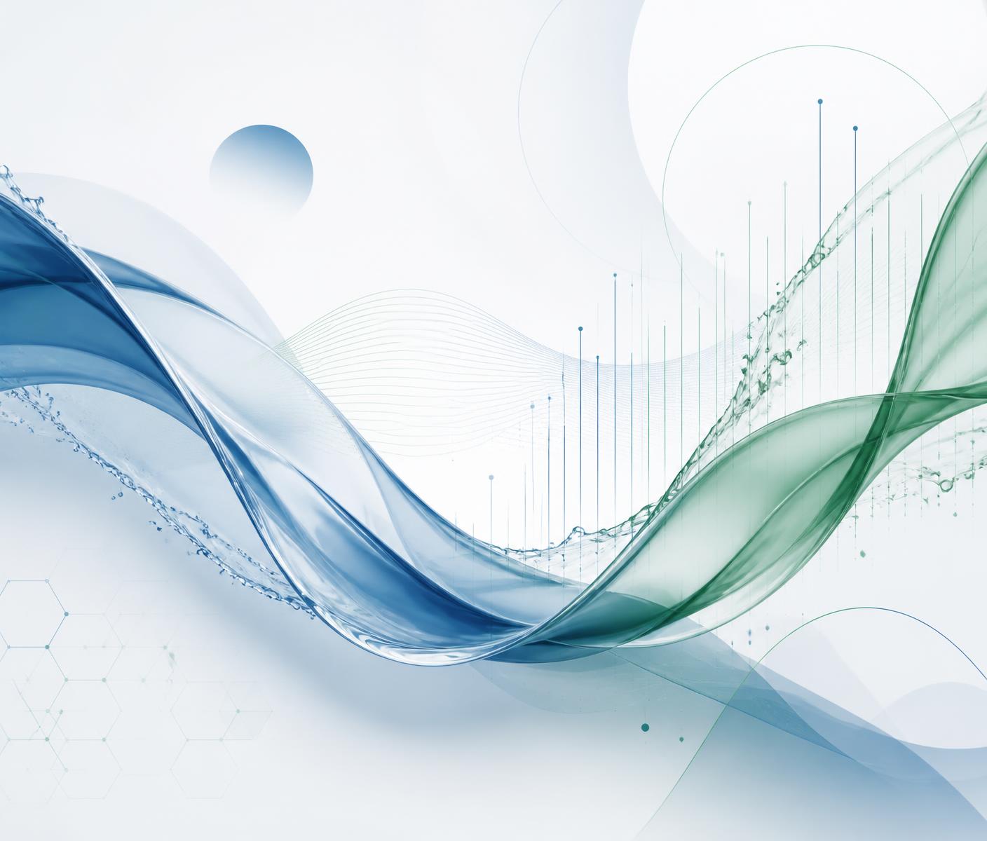 Composição abstrata representando fluxo de recursos, tecnologia e eficiência operacional